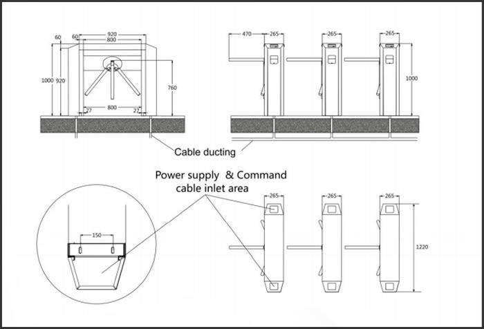 Turnstile tripod 100 Access Control and Attendance stand alone product